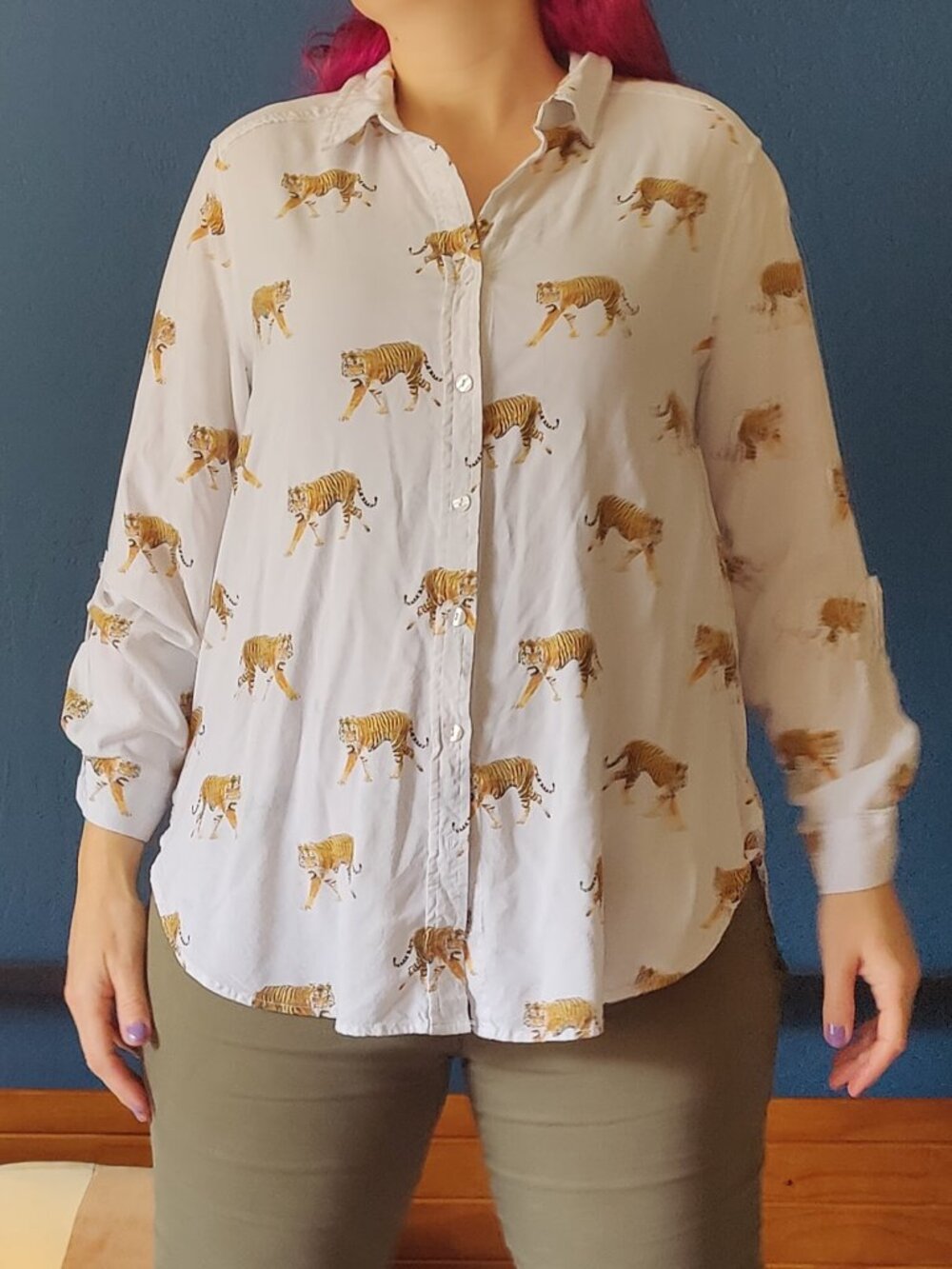 Orange Tiger Button-up Shirt 1X